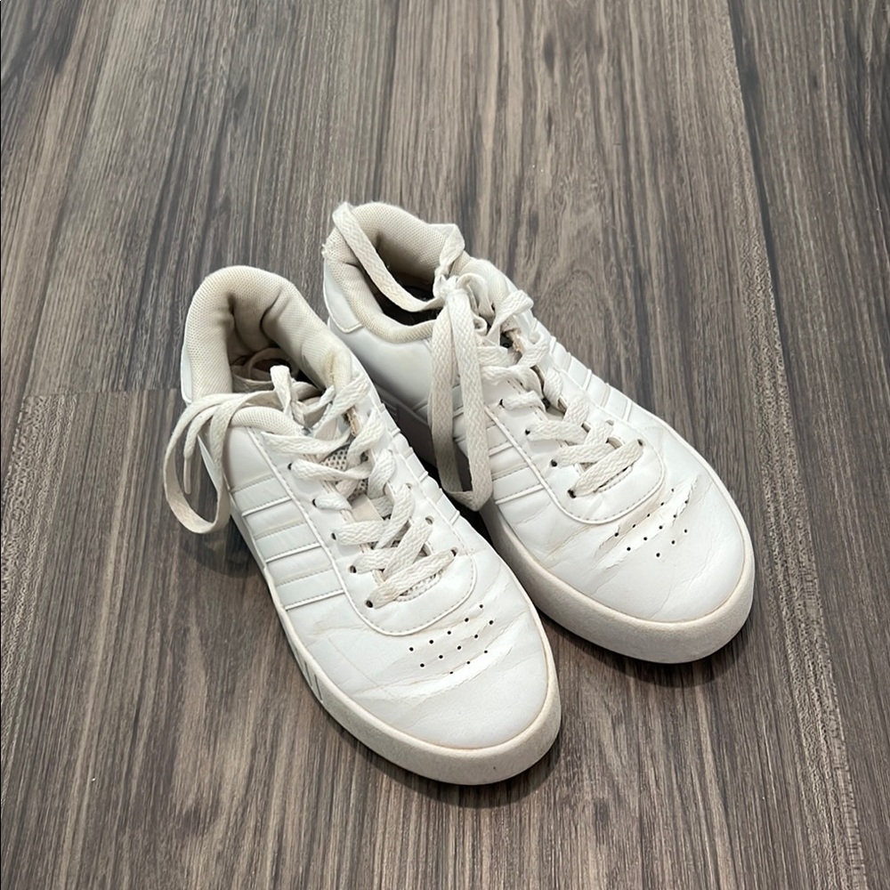 Adidas White Sneakers with Subtle Stripes